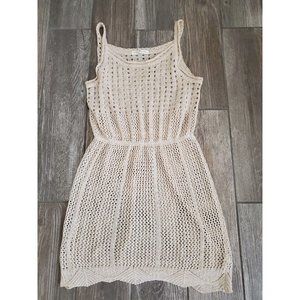 Bobbi Rocco Crochet Dress With Cinched Waist In Cream Size Large